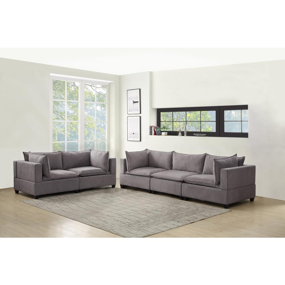 Madison Light Gray Fabric Sofa Loveseat Living Room Set. Picture 4