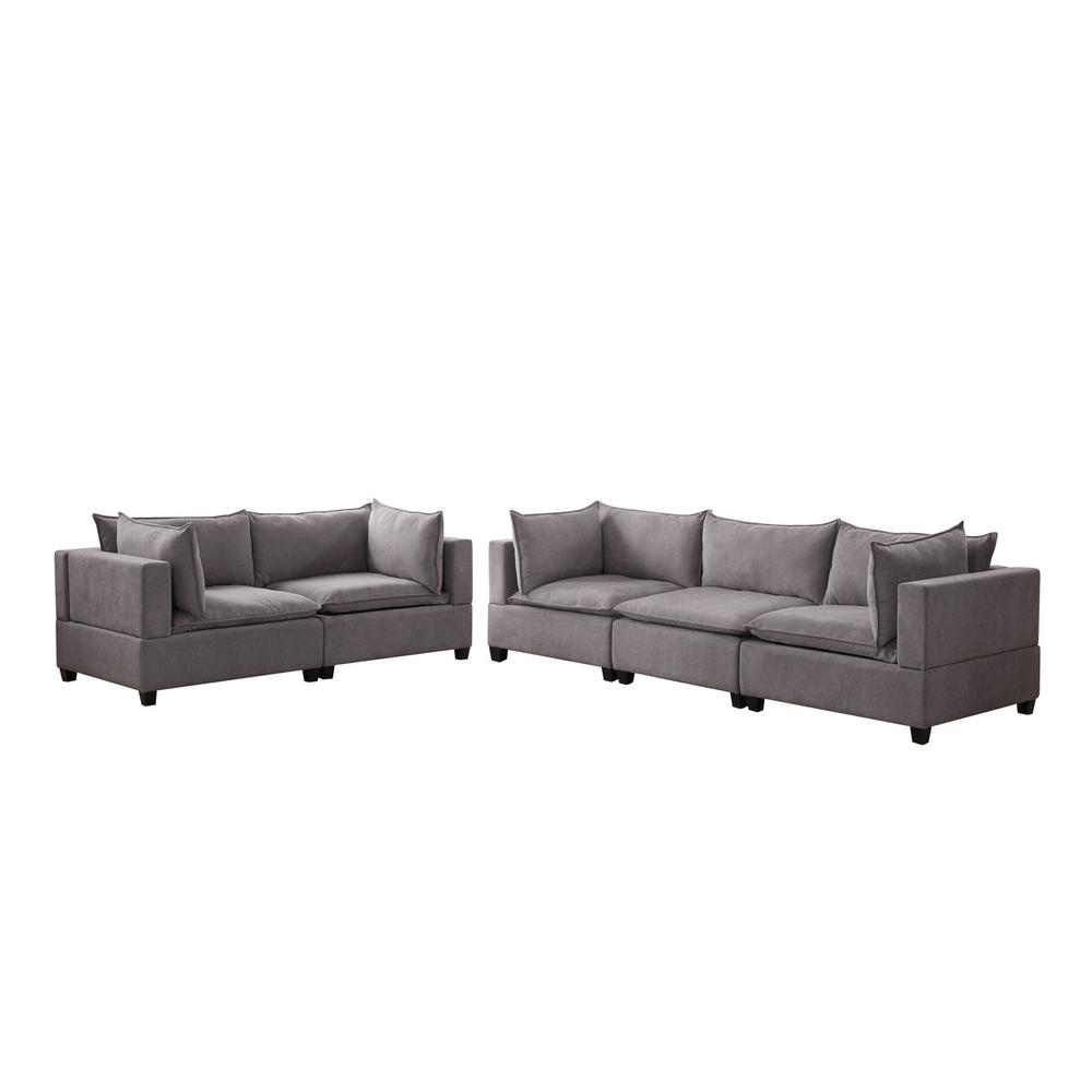 Madison Light Gray Fabric Sofa Loveseat Living Room Set. Picture 1