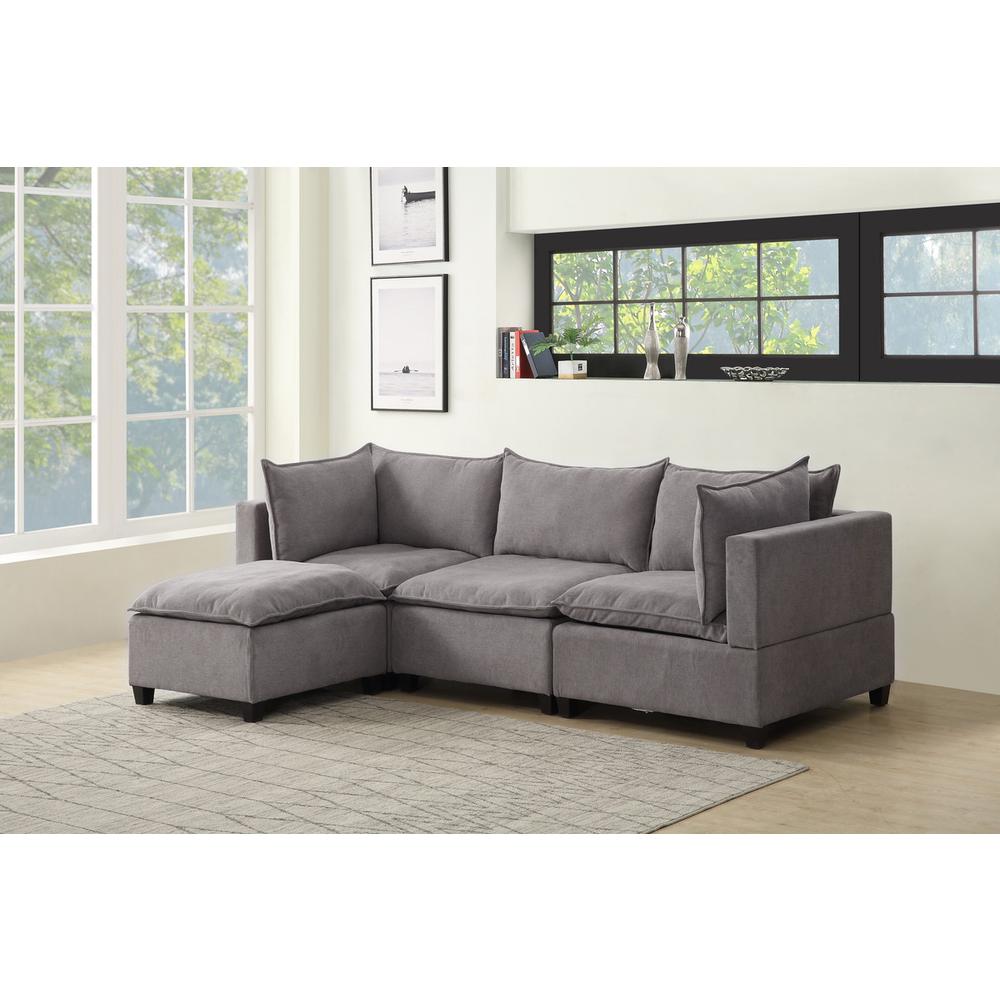 Madison Light Gray Fabric Reversible Sectional Sofa Ottoman. The main picture.