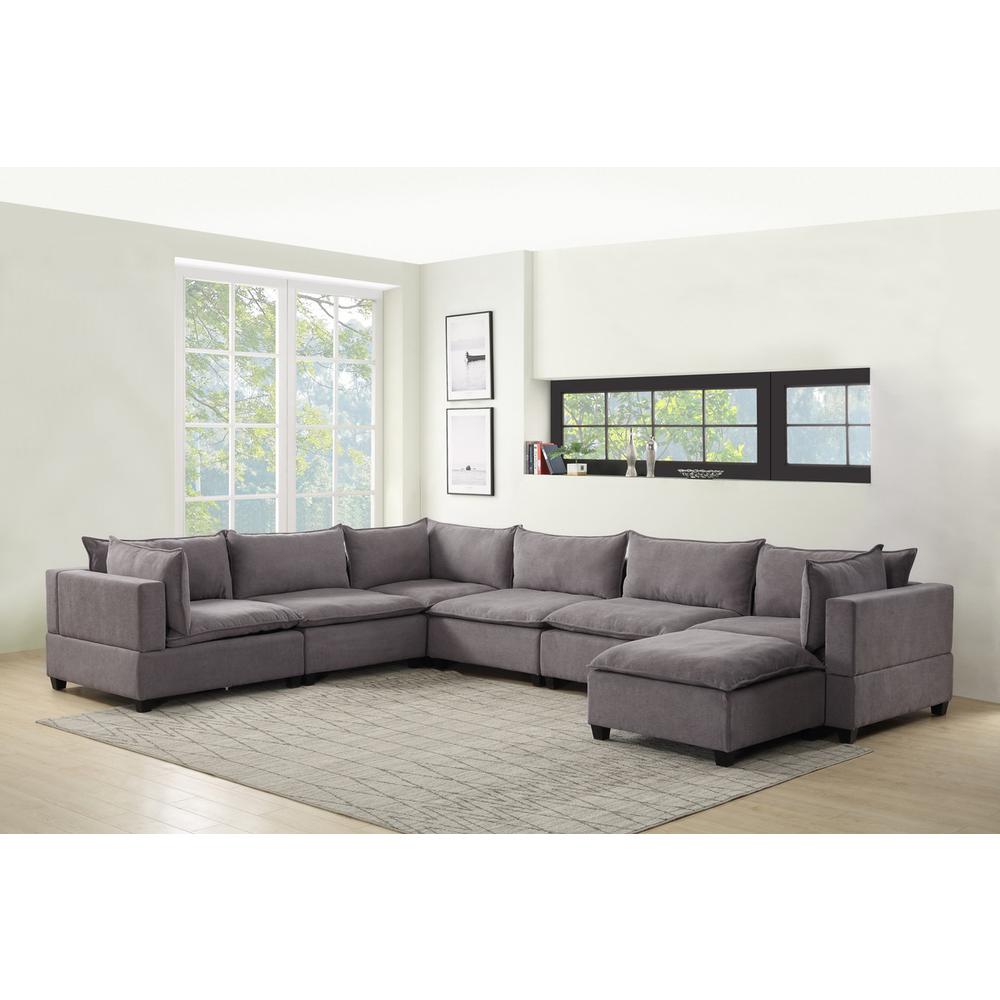Madison Light Gray Fabric 7 Piece Modular Sectional Sofa Chaise. Picture 2