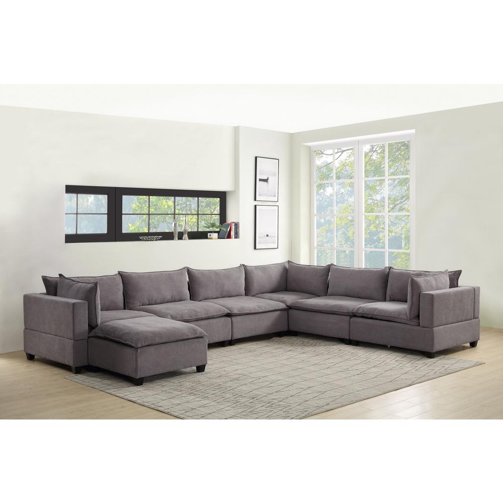 Madison Light Gray Fabric 7 Piece Modular Sectional Sofa Chaise. Picture 1