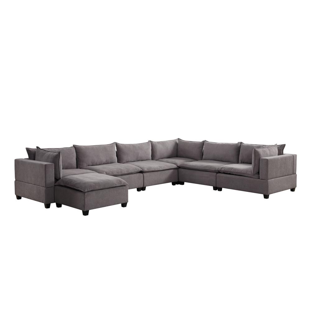 Madison Light Gray Fabric 7 Piece Modular Sectional Sofa Chaise. Picture 3