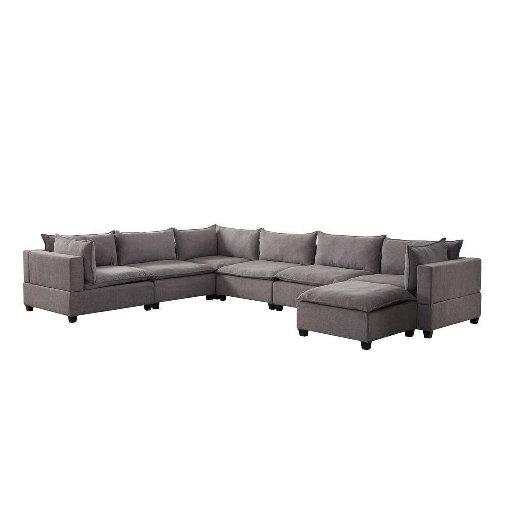 Madison Light Gray Fabric 7 Piece Modular Sectional Sofa Chaise. Picture 4