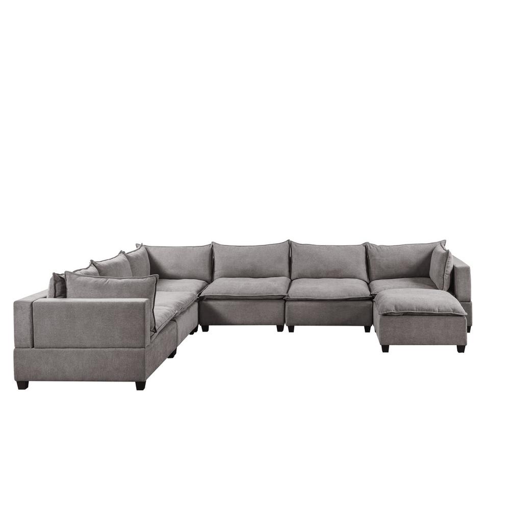 Madison Light Gray Fabric 7 Piece Modular Sectional Sofa Chaise. Picture 5