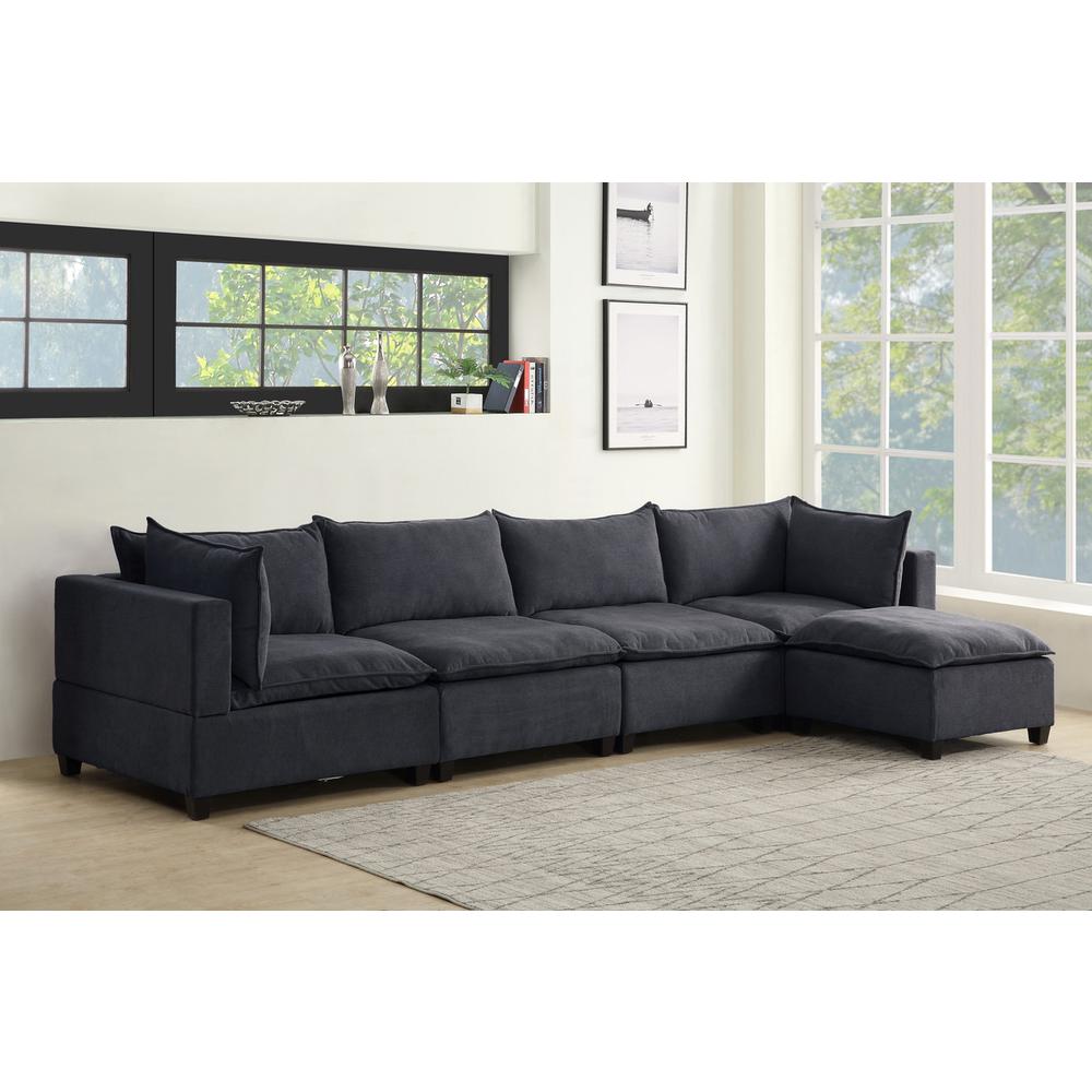 Madison Dark Gray Fabric 5 Piece Modular Sectional Sofa Chaise. Picture 1