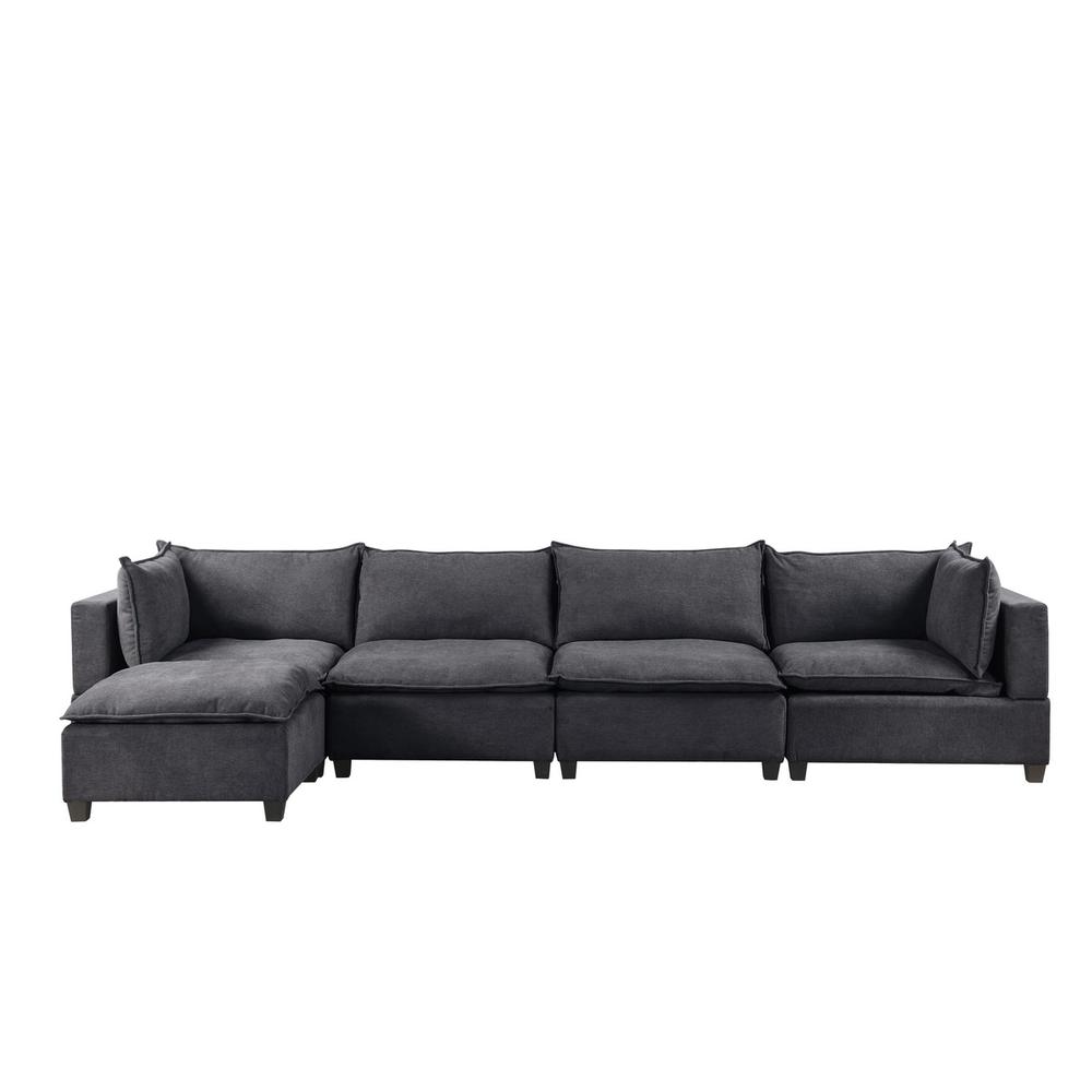 Madison Dark Gray Fabric 5 Piece Modular Sectional Sofa Chaise. Picture 3