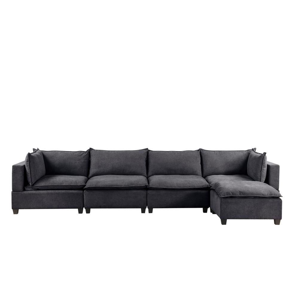 Madison Dark Gray Fabric 5 Piece Modular Sectional Sofa Chaise. Picture 4