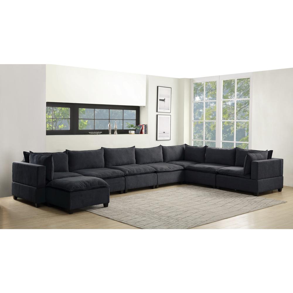 Madison Dark Gray Fabric 8 Piece Modular Sectional Sofa Chaise. Picture 1