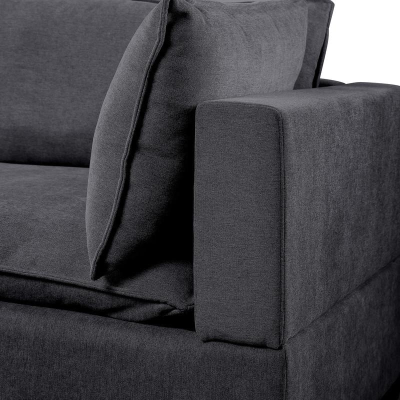 Madison Dark Gray Fabric Sectional Loveseat Ottoman. Picture 5