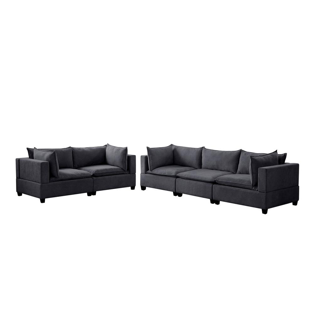 Madison Dark Gray Fabric Sofa Loveseat Living Room Set. Picture 1