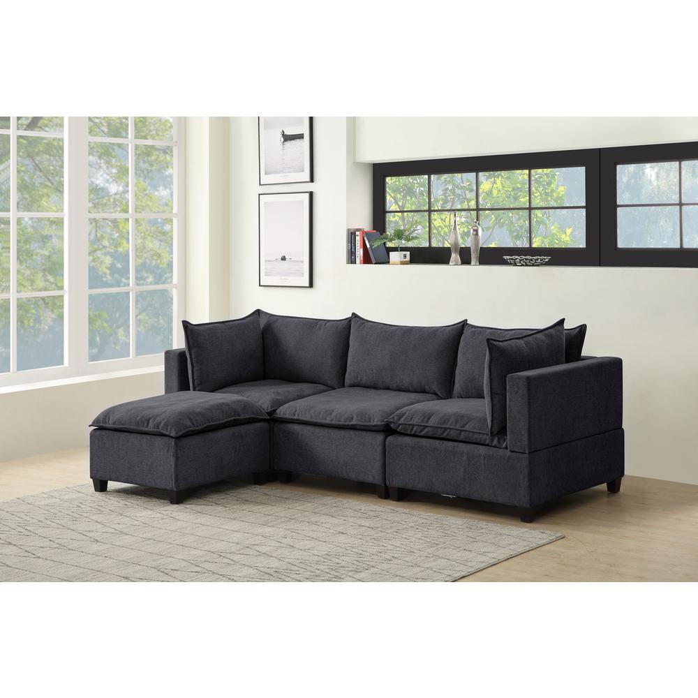Madison Dark Gray Fabric Reversible Sectional Sofa Ottoman. Picture 2