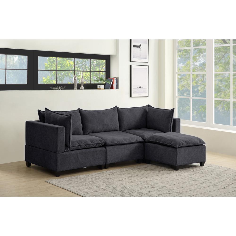 Madison Dark Gray Fabric Reversible Sectional Sofa Ottoman. Picture 1
