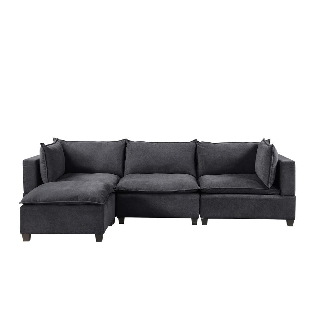 Madison Dark Gray Fabric Reversible Sectional Sofa Ottoman. Picture 3