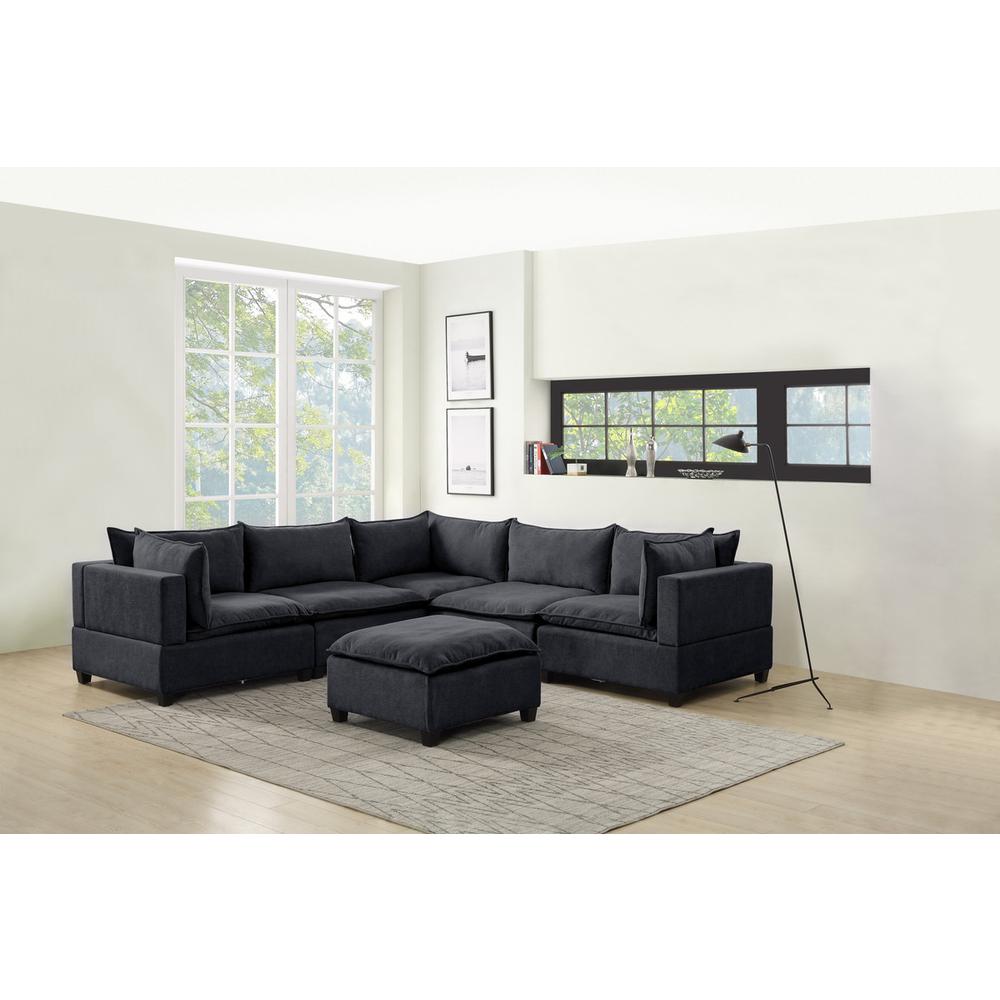 Madison Dark Gray Fabric 6 Piece Modular Sectional Sofa with Ottoman. Picture 2