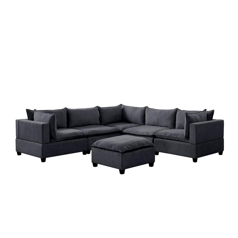 Madison Dark Gray Fabric 6 Piece Modular Sectional Sofa with Ottoman. The main picture.