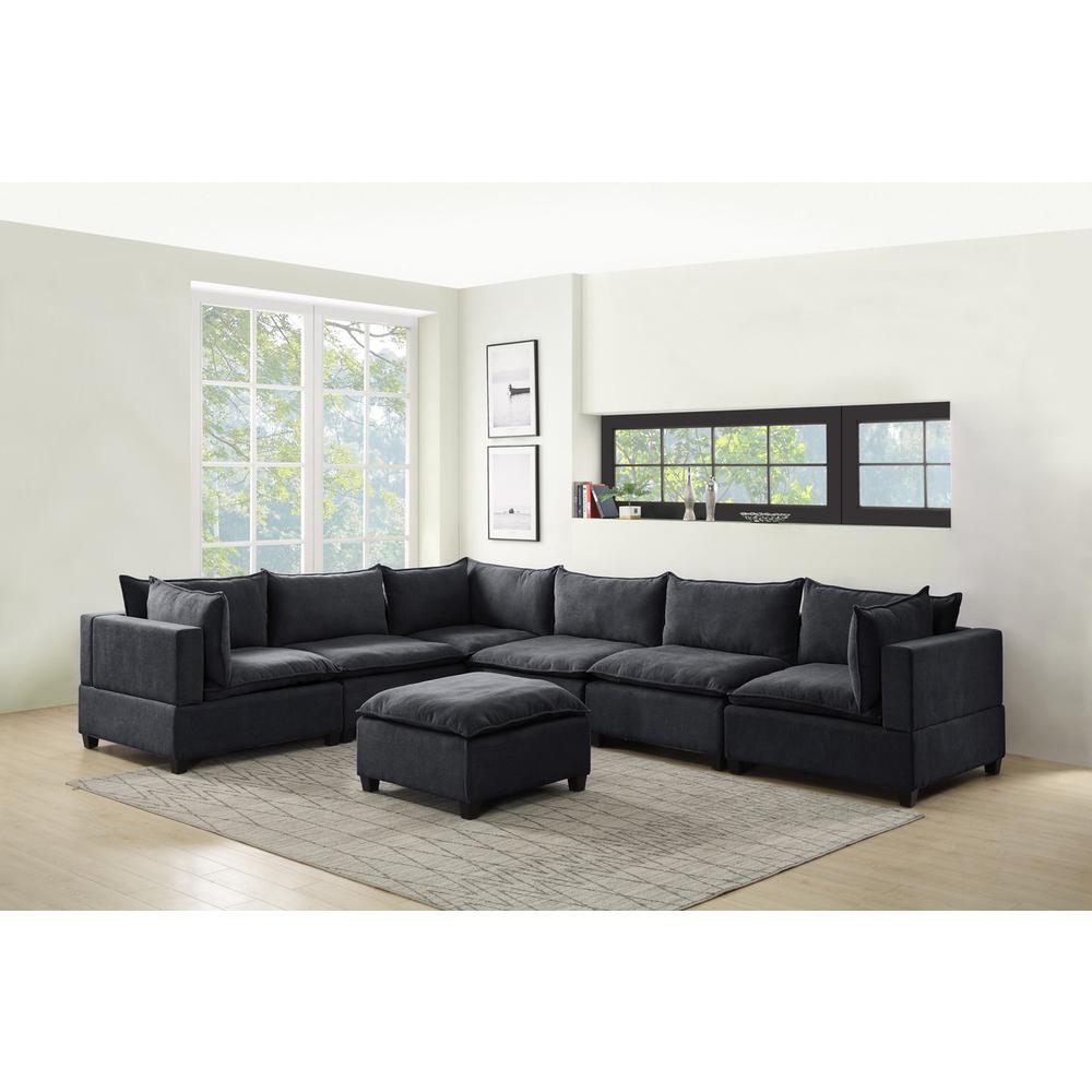 Madison Dark Gray Fabric 7 Piece Modular Sectional Sofa with Ottoman. Picture 2