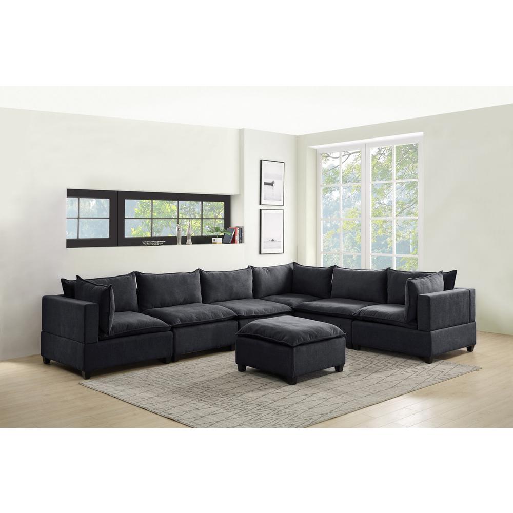 Madison Dark Gray Fabric 7 Piece Modular Sectional Sofa with Ottoman. Picture 1