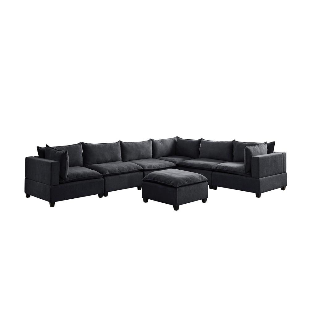Madison Dark Gray Fabric 7 Piece Modular Sectional Sofa with Ottoman. Picture 3