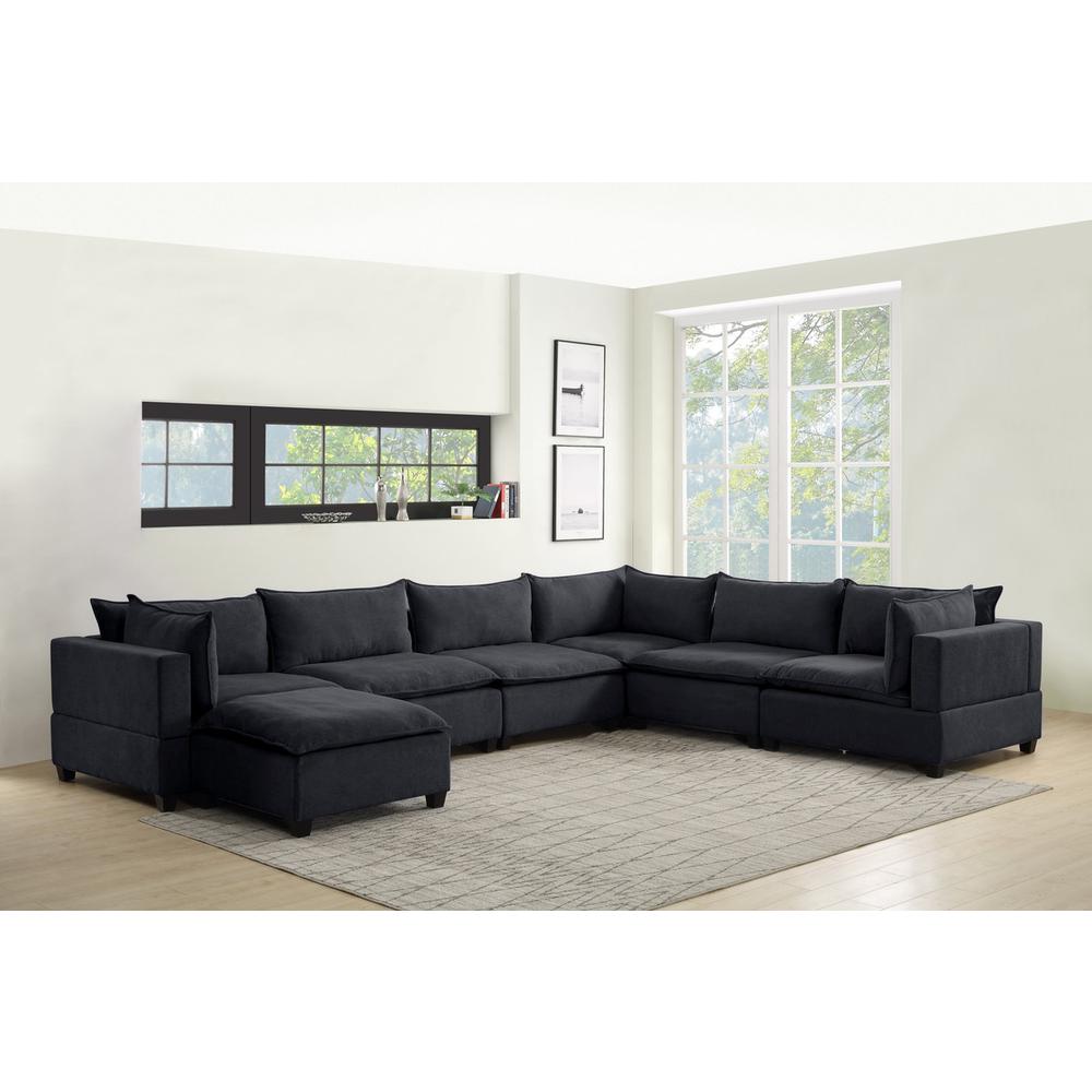 Madison Dark Gray Fabric 7 Piece Modular Sectional Sofa Chaise. Picture 2