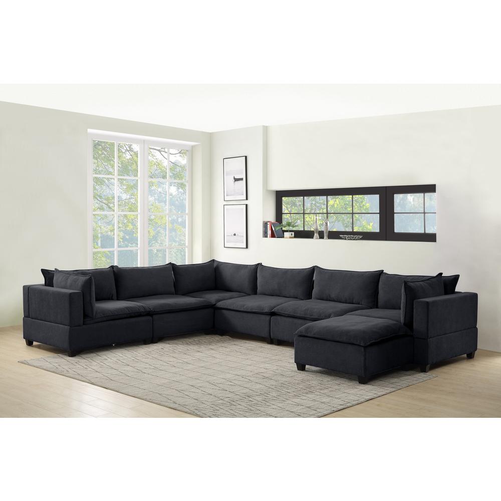 Madison Dark Gray Fabric 7 Piece Modular Sectional Sofa Chaise. The main picture.