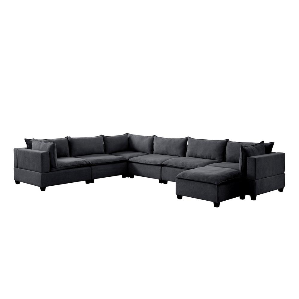 Madison Dark Gray Fabric 7 Piece Modular Sectional Sofa Chaise. Picture 3