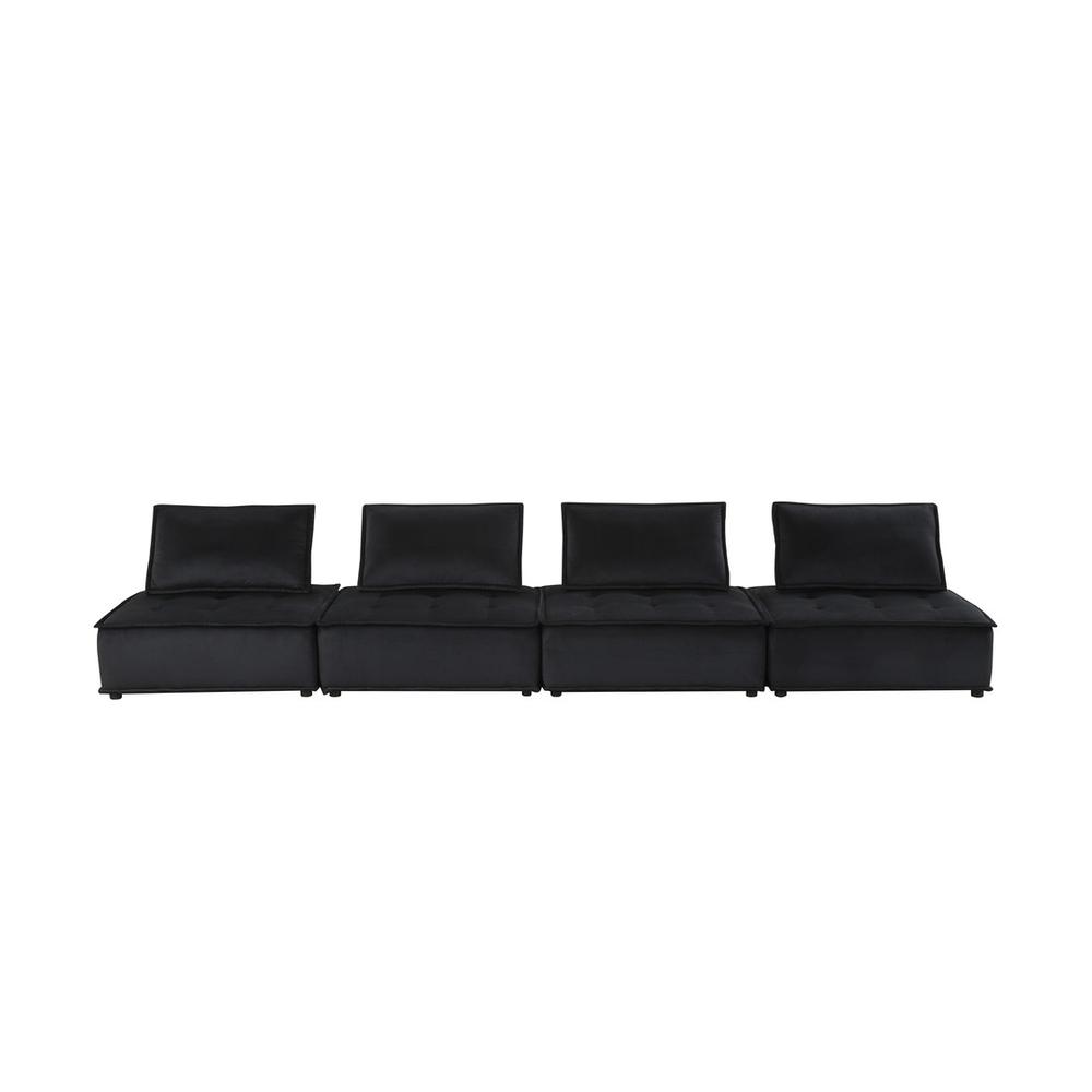 Anna Black Velvet 4-Seater Modular Sofa. Picture 1