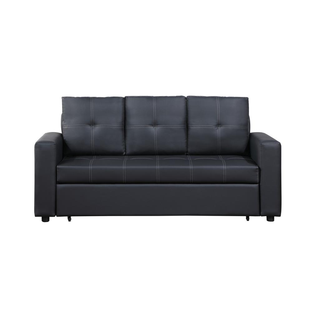 Aiden Black PU Leather Sleeper Sofa with Tufting. Picture 5