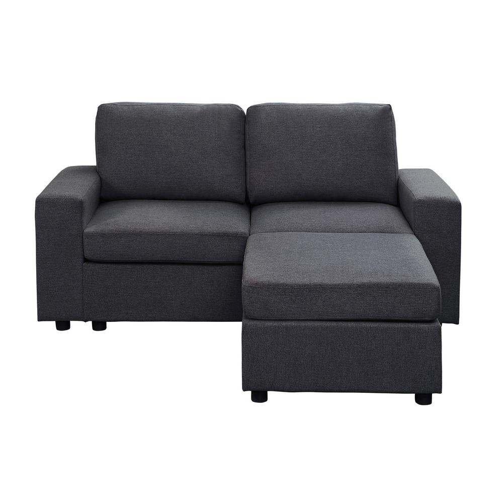 Shiloh Loveseat with Ottoman in Dark Gray Linen. Picture 3