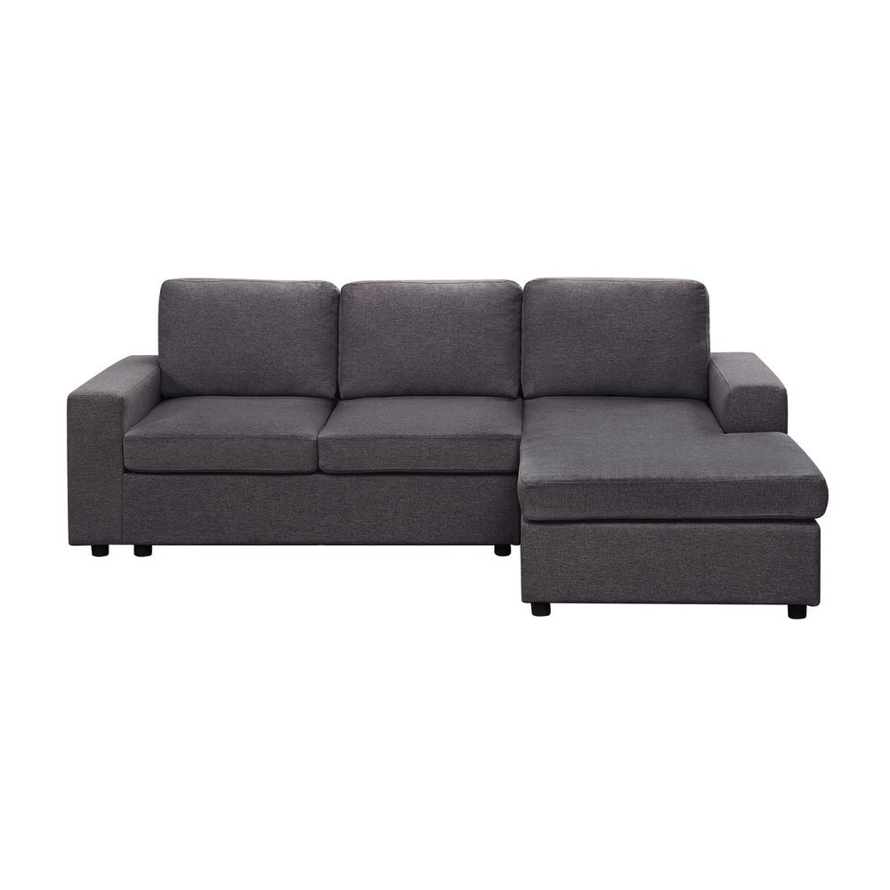 LILOLA Newlyn Sofa with Reversible Chaise in Dark Gray Linen. Picture 3