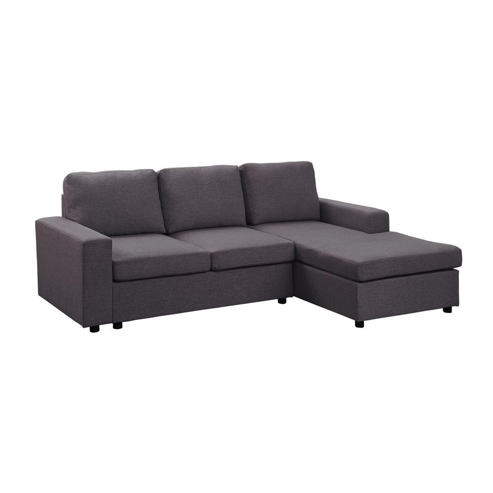 LILOLA Newlyn Sofa with Reversible Chaise in Dark Gray Linen. Picture 5