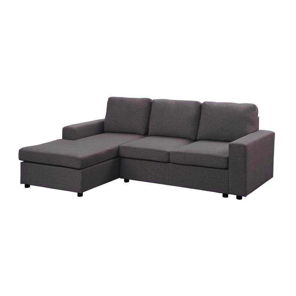 LILOLA Newlyn Sofa with Reversible Chaise in Dark Gray Linen. Picture 1