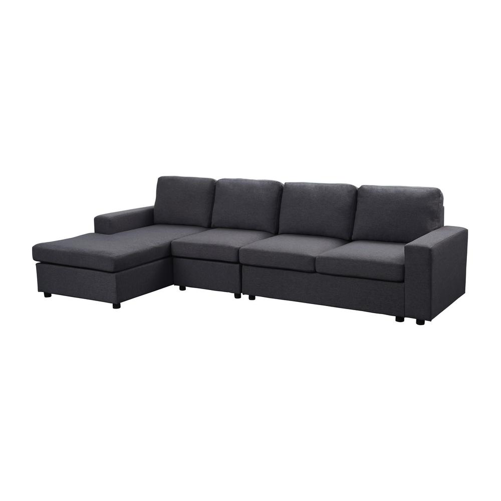 Bailey Sofa with Reversible Chaise in Dark Gray Linen. The main picture.
