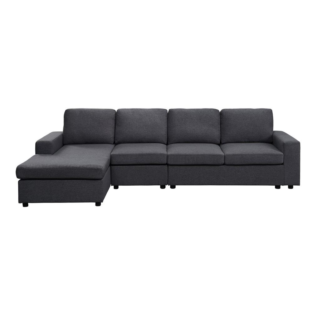 Bailey Sofa with Reversible Chaise in Dark Gray Linen. Picture 2