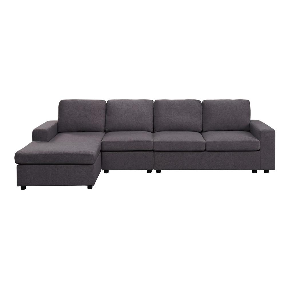 LILOLA Dunlin Sofa with Reversible Chaise in Dark Gray Linen. Picture 2