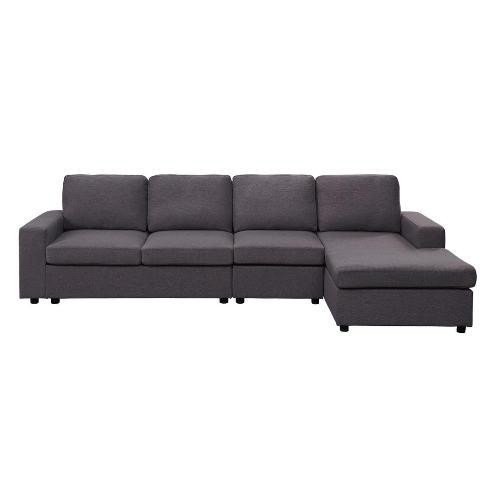 LILOLA Dunlin Sofa with Reversible Chaise in Dark Gray Linen. Picture 3