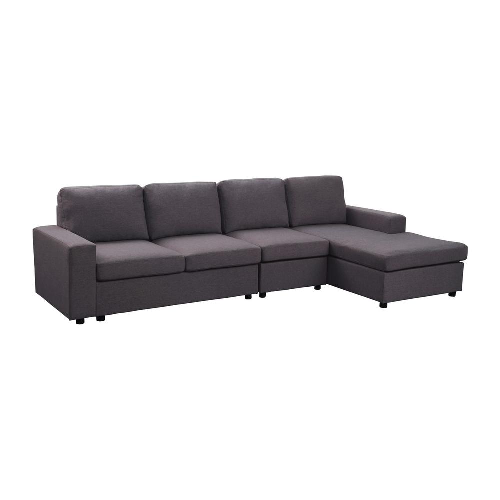 LILOLA Dunlin Sofa with Reversible Chaise in Dark Gray Linen. Picture 5