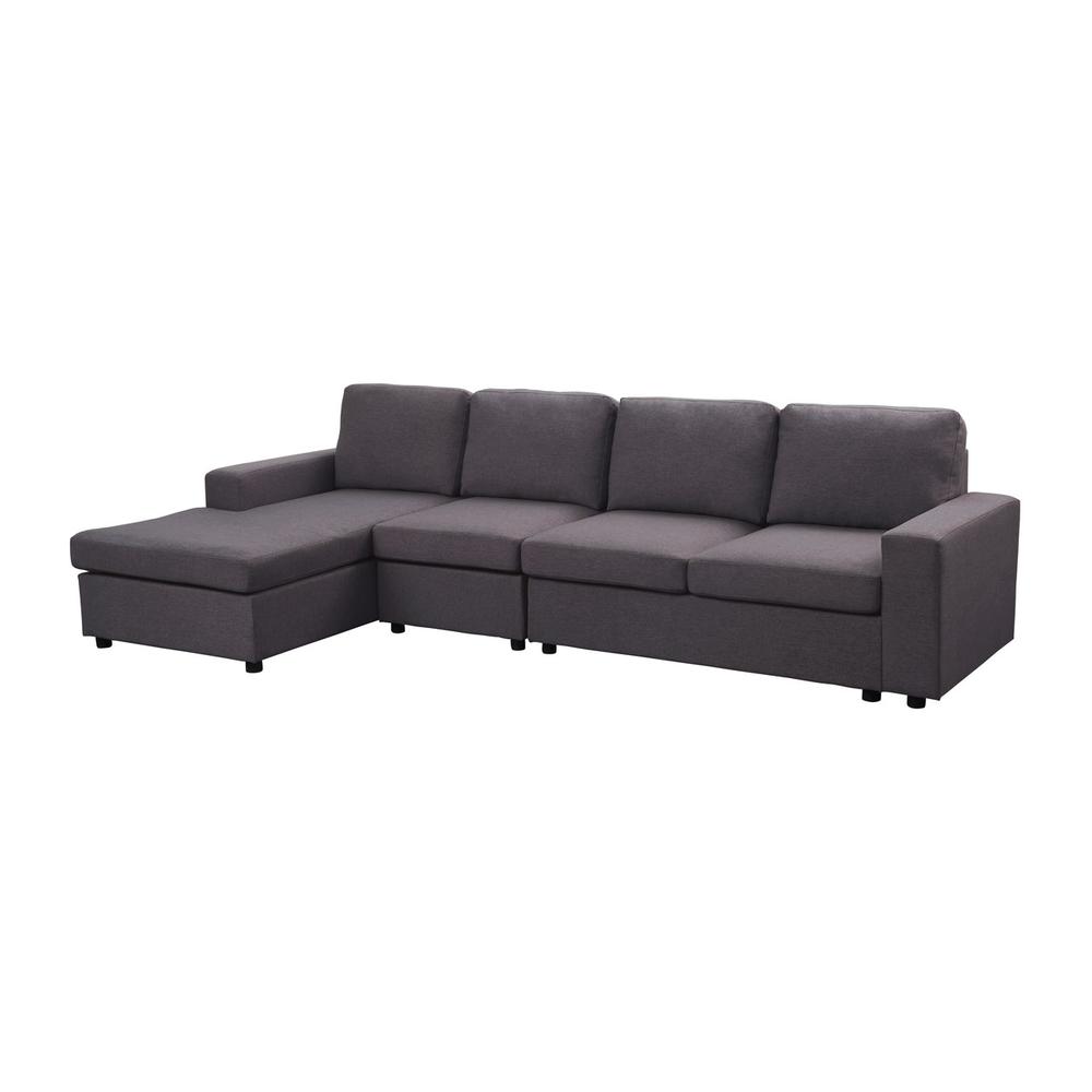 LILOLA Dunlin Sofa with Reversible Chaise in Dark Gray Linen. Picture 1
