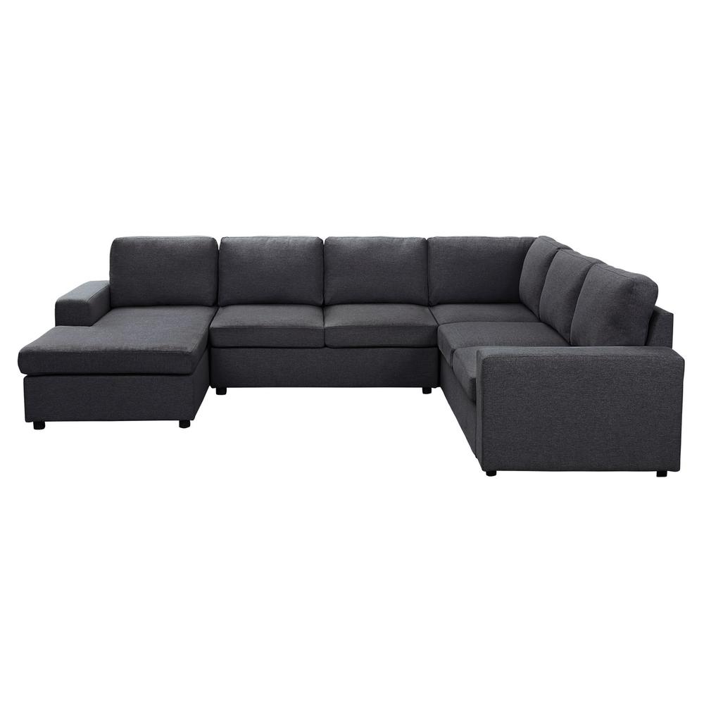Dakota Sectional Sofa with Reversible Chaise in Dark Gray Linen. Picture 2