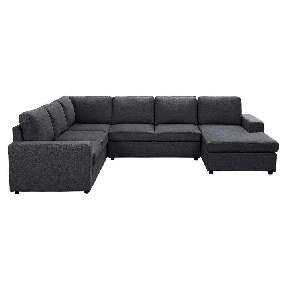 Dakota Sectional Sofa with Reversible Chaise in Dark Gray Linen. Picture 3