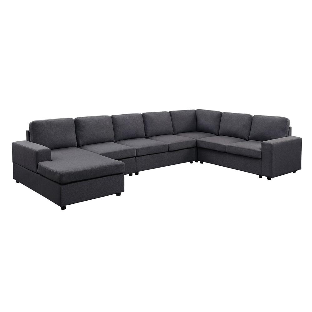 Hayden Modular Sectional Sofa with Reversible Chaise in Dark Gray Linen. Picture 1