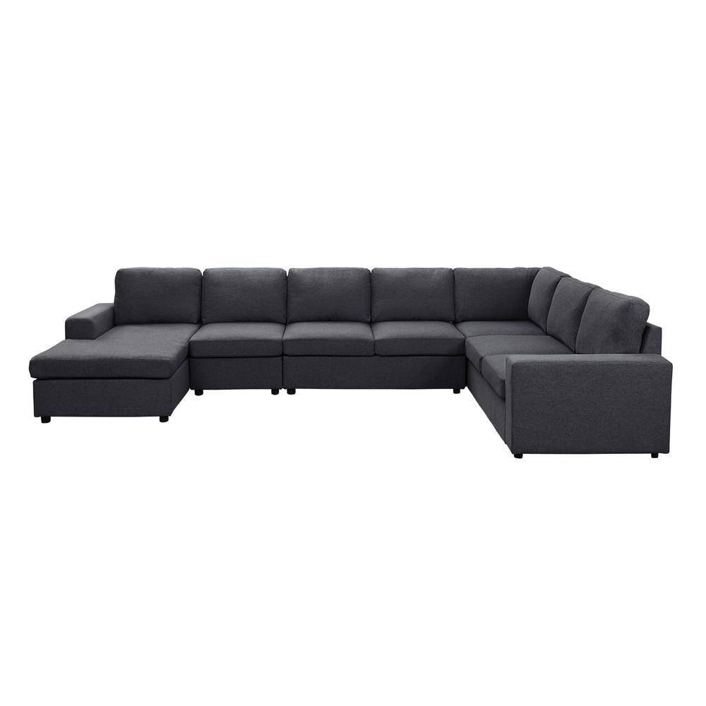 Hayden Modular Sectional Sofa with Reversible Chaise in Dark Gray Linen. Picture 2