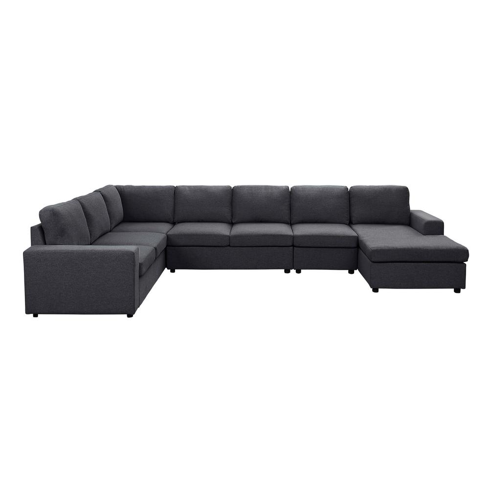 Hayden Modular Sectional Sofa with Reversible Chaise in Dark Gray Linen. Picture 3