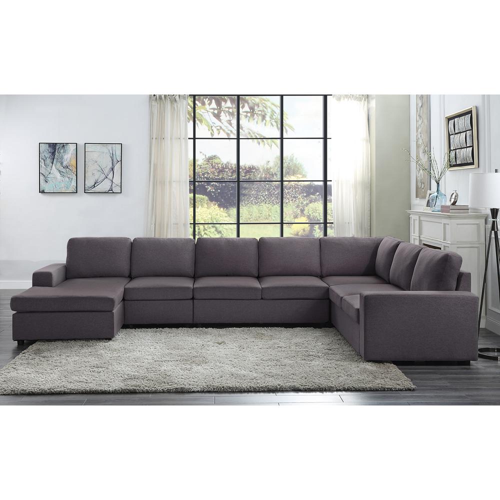 LILOLA Tifton Modular Sectional Sofa with Reversible Chaise in Dark Gray Linen. Picture 4