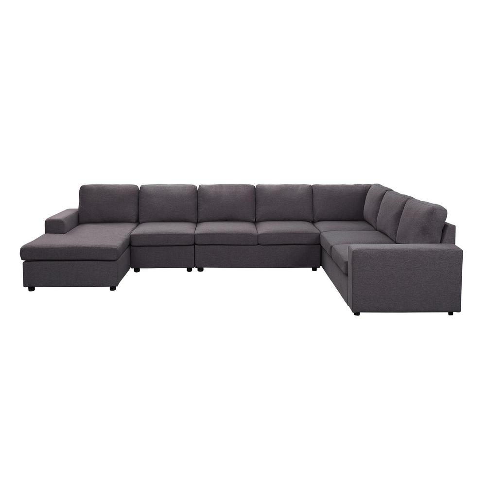LILOLA Tifton Modular Sectional Sofa with Reversible Chaise in Dark Gray Linen. Picture 2