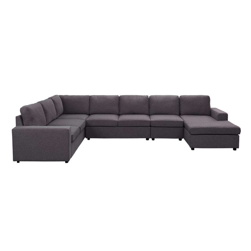 LILOLA Tifton Modular Sectional Sofa with Reversible Chaise in Dark Gray Linen. Picture 3