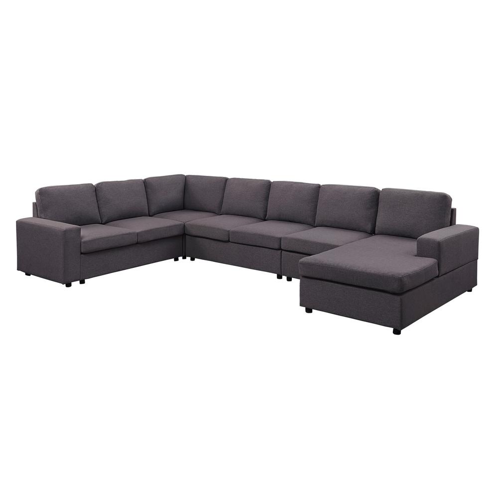 LILOLA Tifton Modular Sectional Sofa with Reversible Chaise in Dark Gray Linen. Picture 5