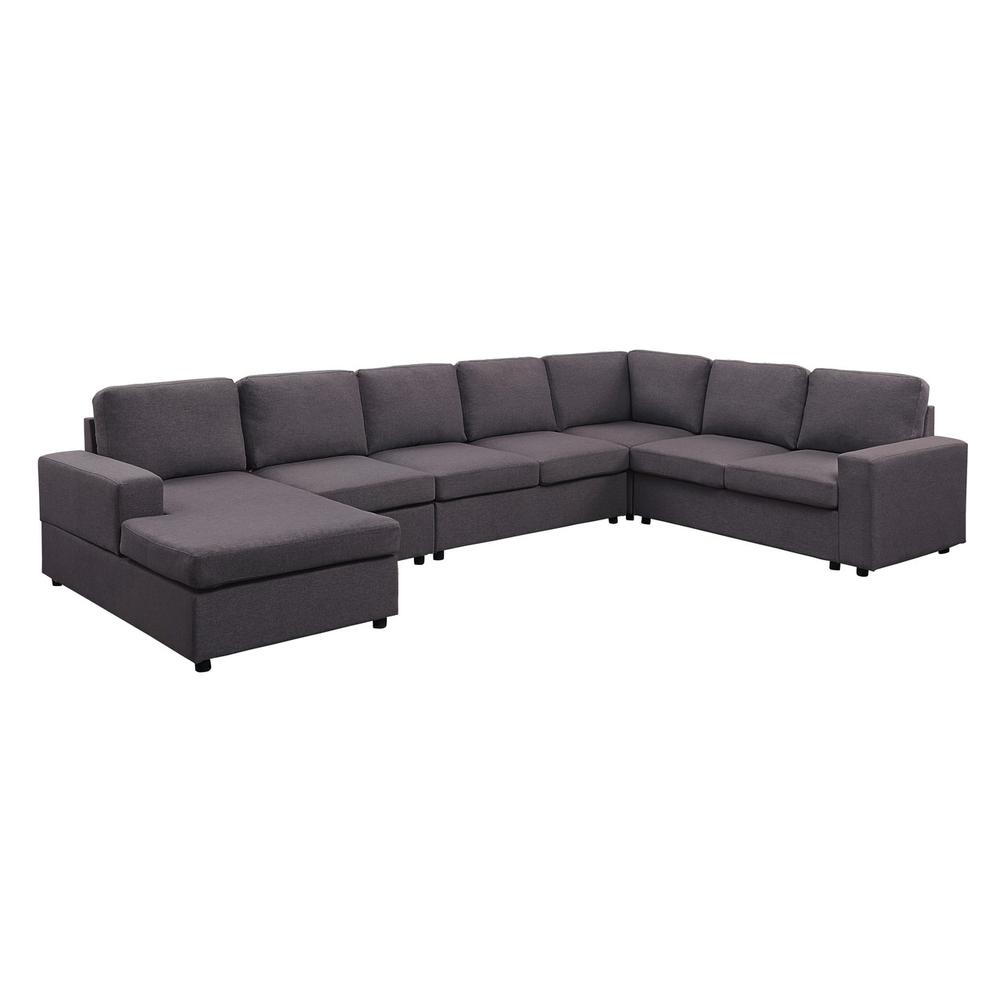 LILOLA Tifton Modular Sectional Sofa with Reversible Chaise in Dark Gray Linen. Picture 1