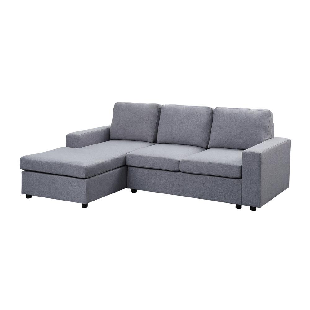 Aurelle Light Gray Linen Reversible Sectional Sofa Chaise. The main picture.