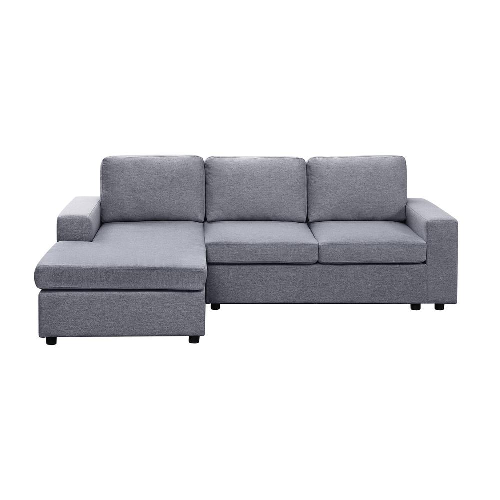 Aurelle Light Gray Linen Reversible Sectional Sofa Chaise. Picture 2