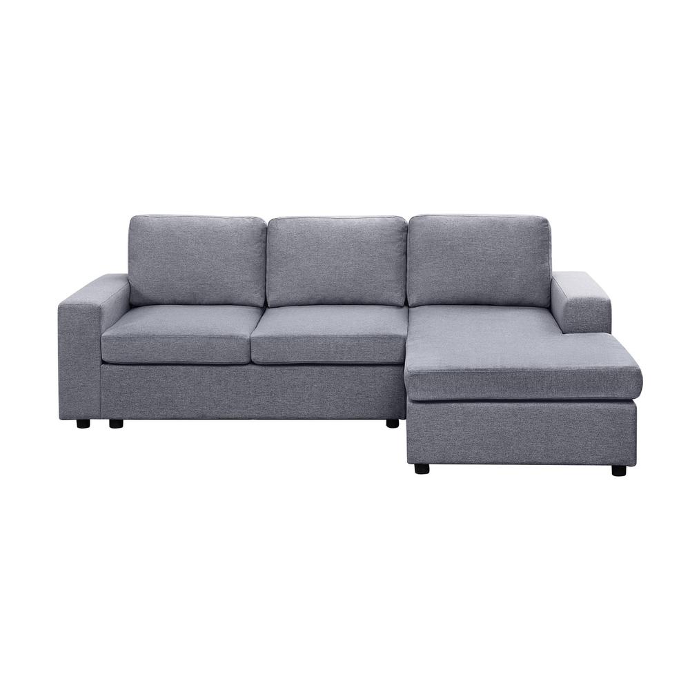 Aurelle Light Gray Linen Reversible Sectional Sofa Chaise. Picture 3